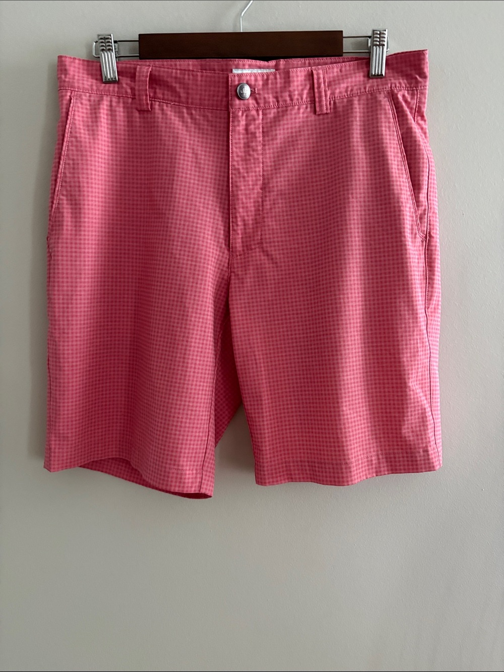 Peter Millar Golf Shorts in a  Peach  Micro-Check